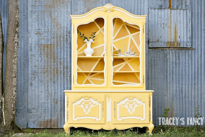 sunny warm yellow hutch upcycle