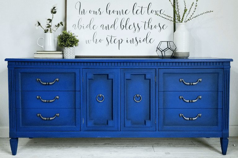 How to Paint a Bold Blue Dresser