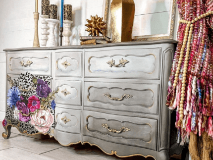 Paint a Leopard Floral Dresser