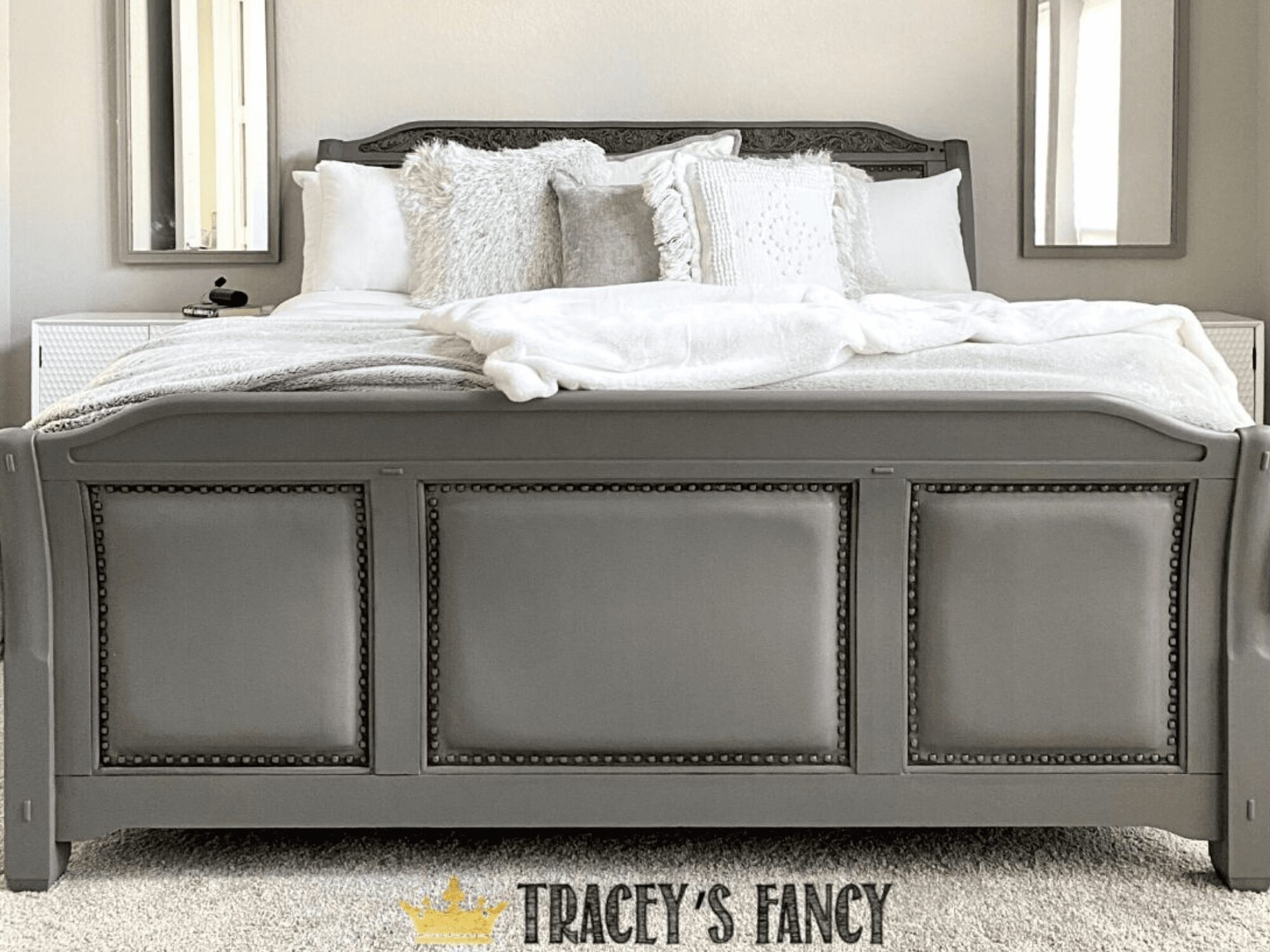 gray-painted-leather-bed