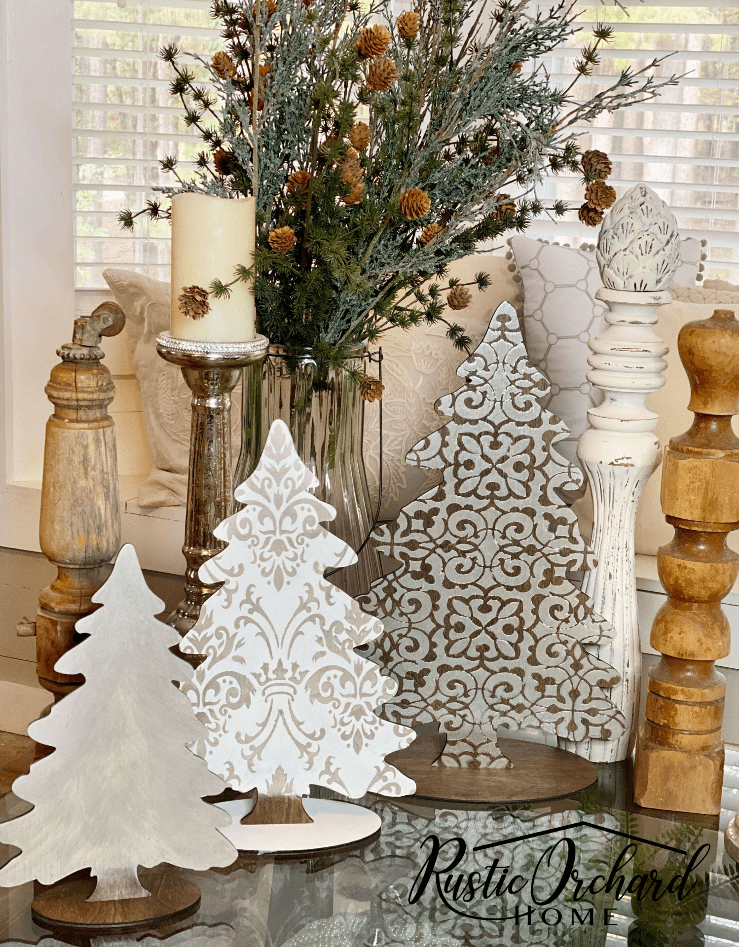 Stenciled Wooden Christmas Trees