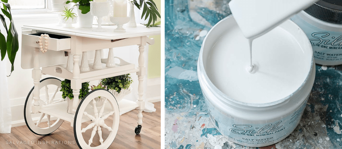 Tea Cart Makeover with Silk Paint