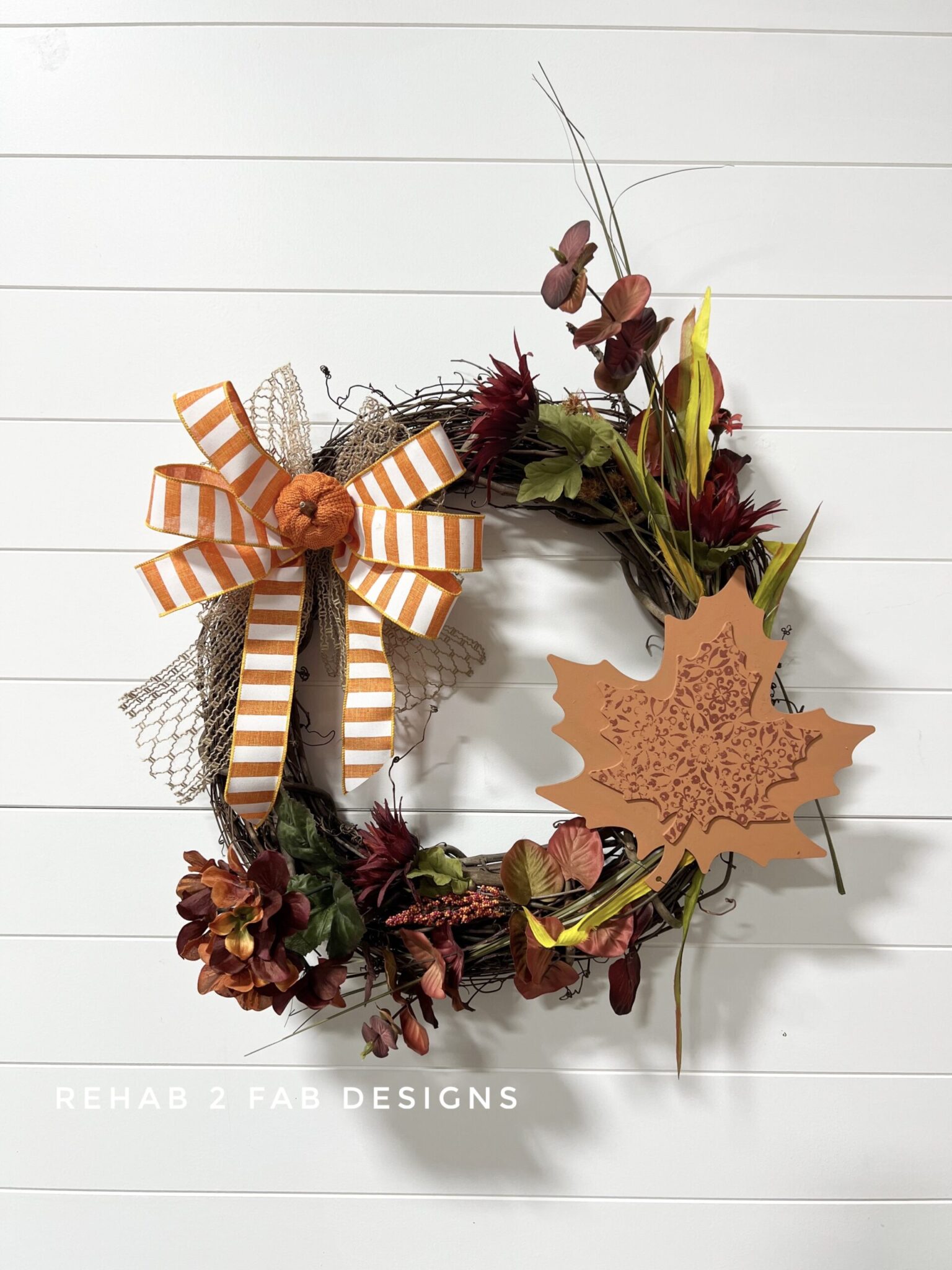 Pumpkin Wreath Painted with Dixie Belle Paint 