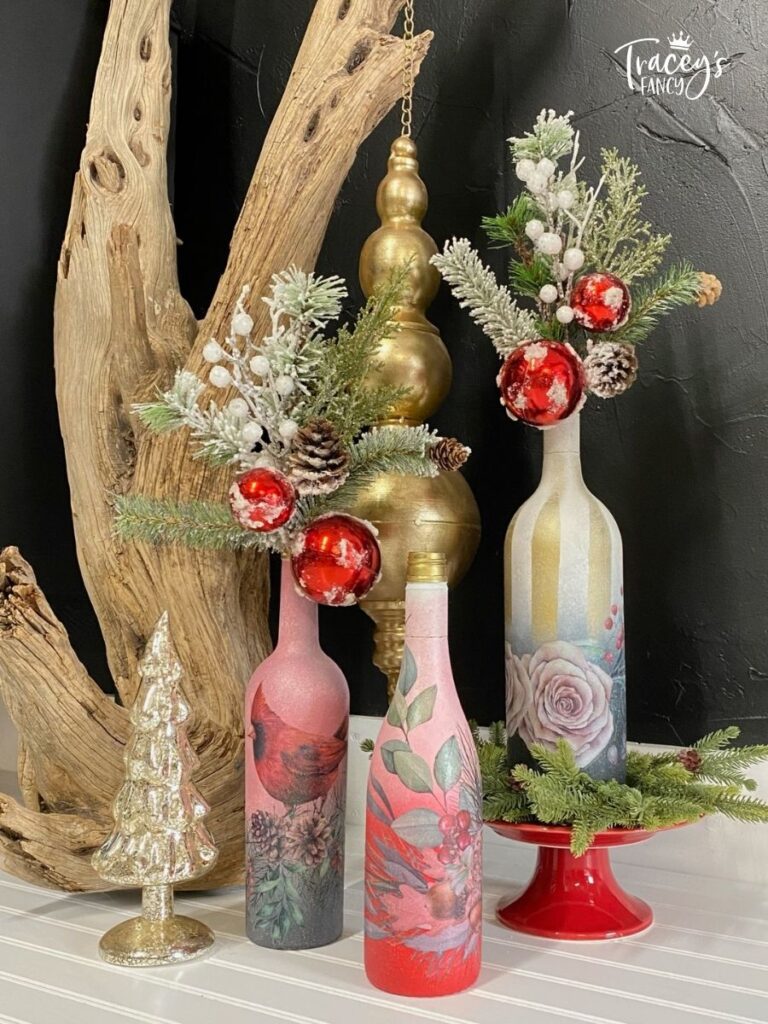 Decoupage Wine Bottle with Dixie Belle Paint