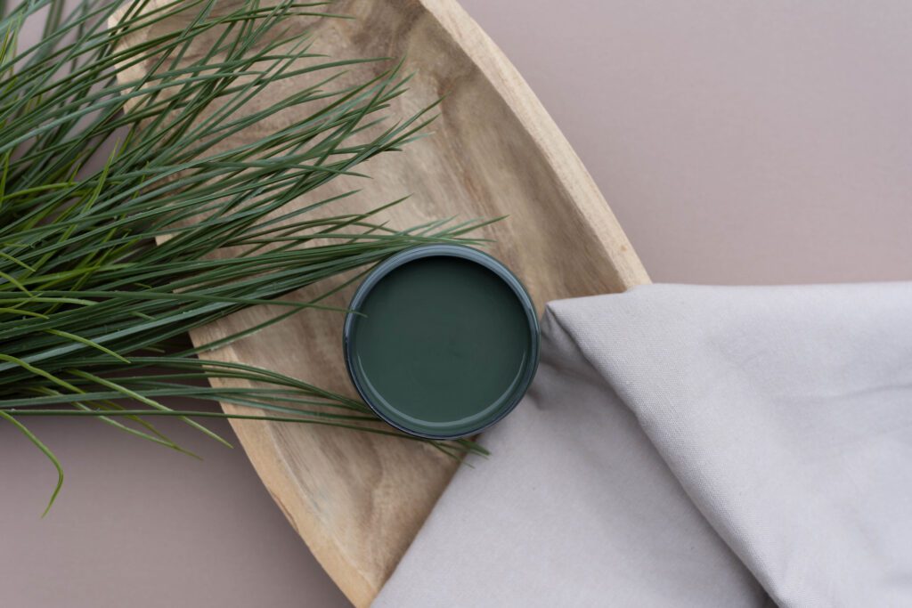 Acadia Silk All-in-One Mineral Paint. A deep green.