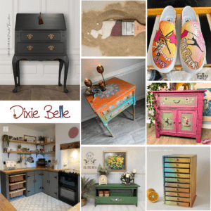 a collage of Dixie Belle Chalk Mineral Paint projects